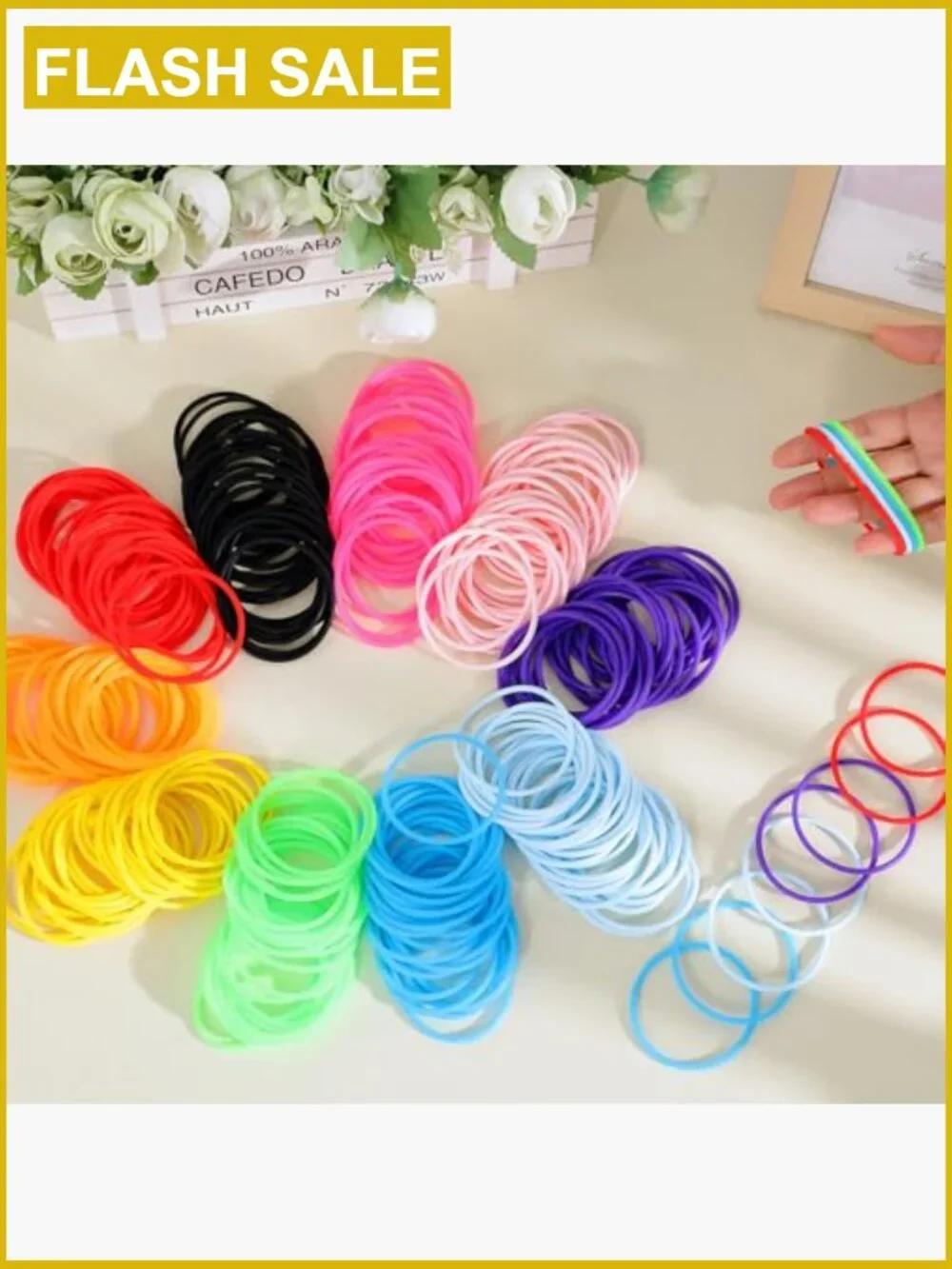 100pcs Silicone Jelly Bracelets Hair Ties Multicolor Mixed Style